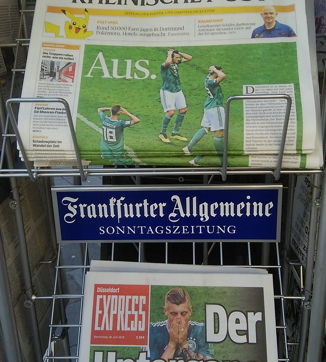 ドイツが負けて、ワールドカップ大敗が決まったときの翌日の新聞記事